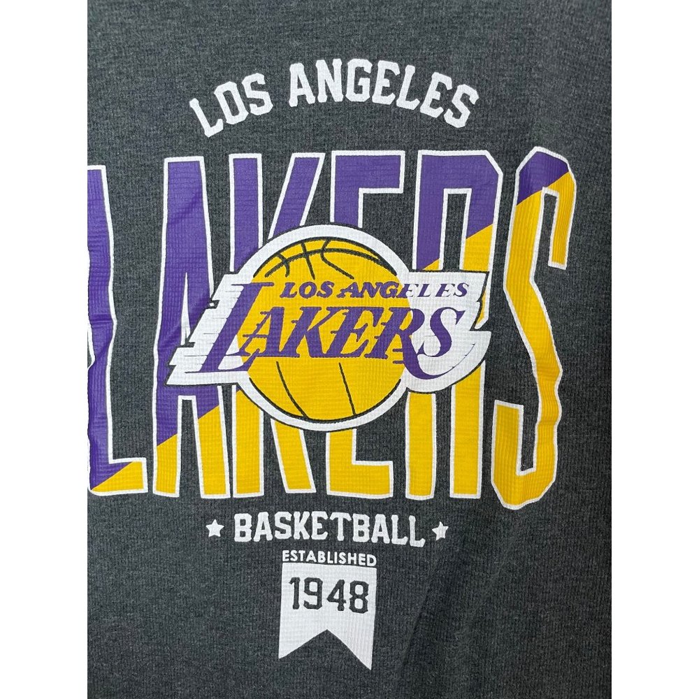 NBA Los Angeles Lakers Logo Gray Waffle Long Sleeve Sports Top M - Picture 3 of 11